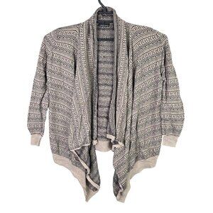 Womens Moda Open Front Beige & Black Cardigan Sweater Cashmere Blend Size M